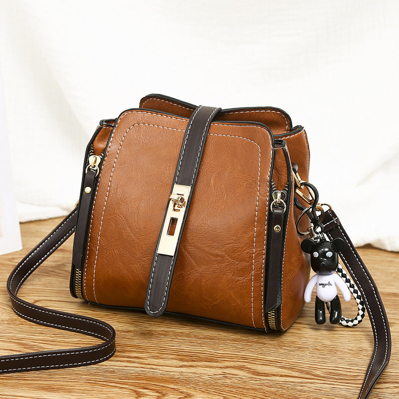 Barrel Tote Women's Fashion PU Leather Shoulder Messenger Bag