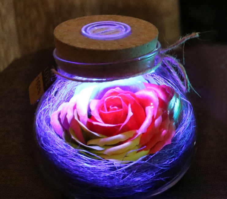 Colorful Rose Soap Flower Wishing Bottle