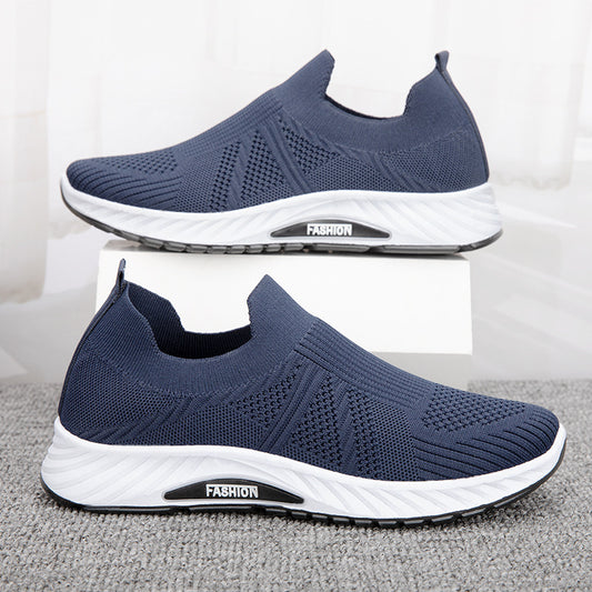 Casual Slip-on Mesh Sports Shoes Flying Woven Soft Running Walking Shoes Men