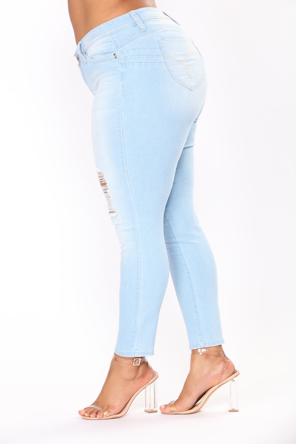 Elastic embroidered denim ladies feet pants jeans