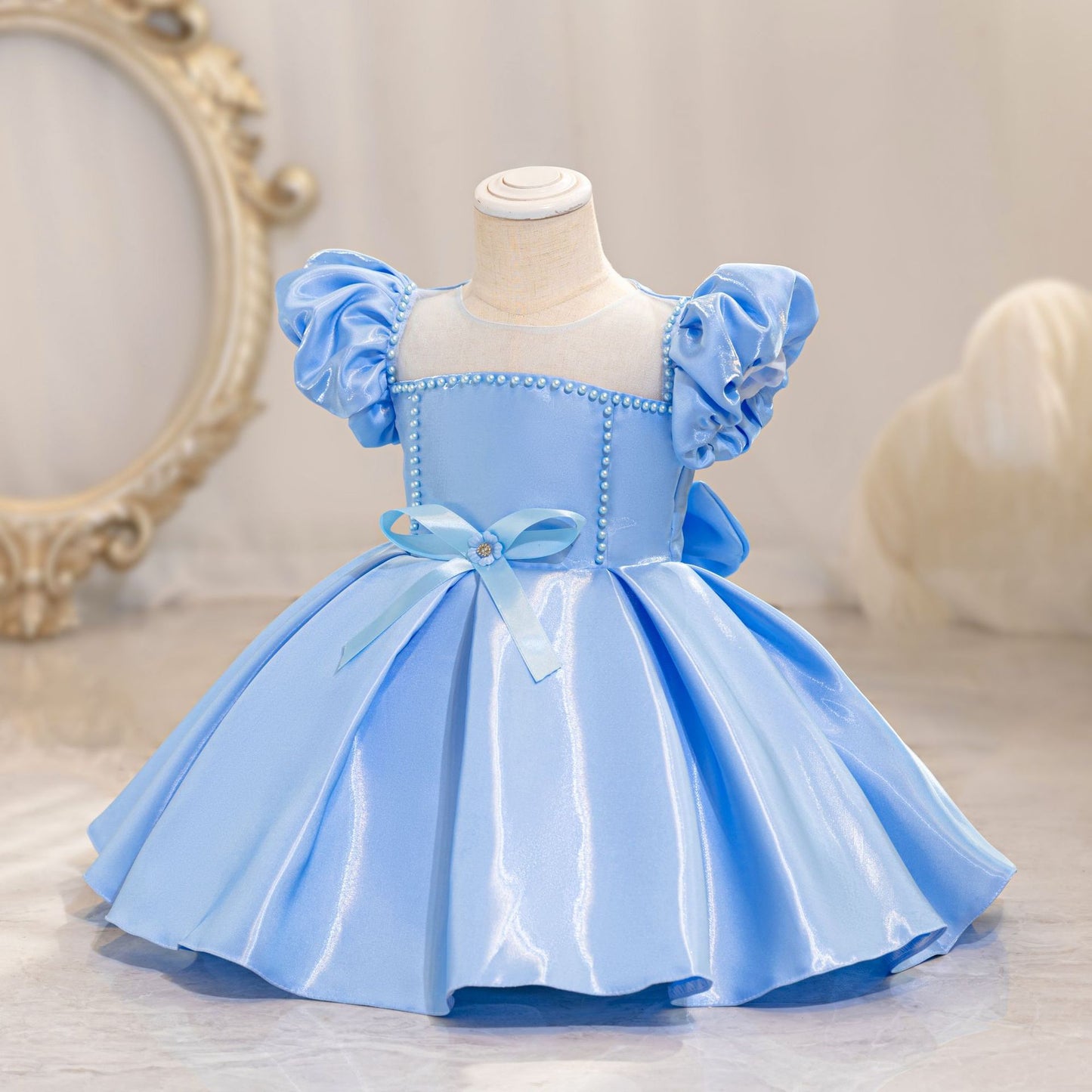 Children's Bow Puff Sleeve Princess Dress