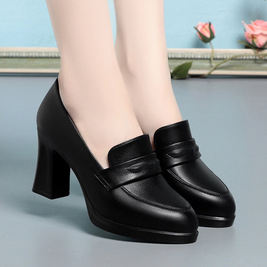 Women's Pumps Comfortable Round Head Chunky Heel Stable Soft Surface