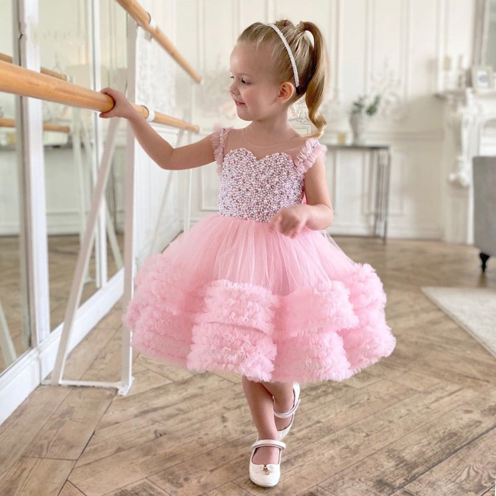 Baby Girl One Year Old Dress Birthday Princess Dress Piano Playing Tulle Tutu