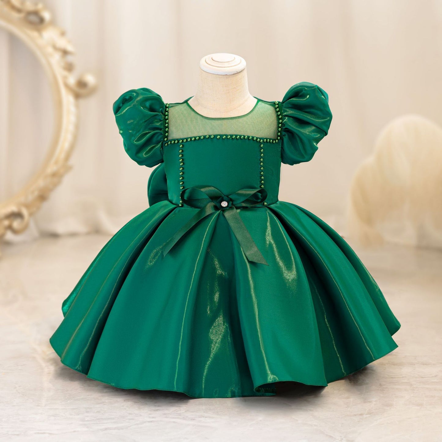 Children's Bow Puff Sleeve Princess Dress