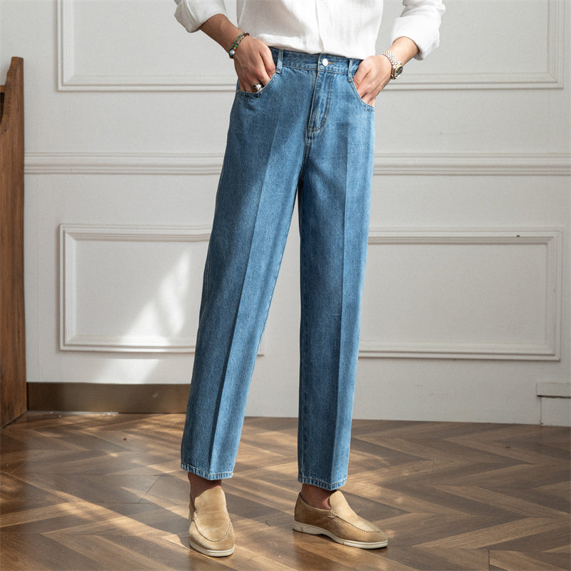 High Waisted Straight Leg Denim Pants Japanese Style