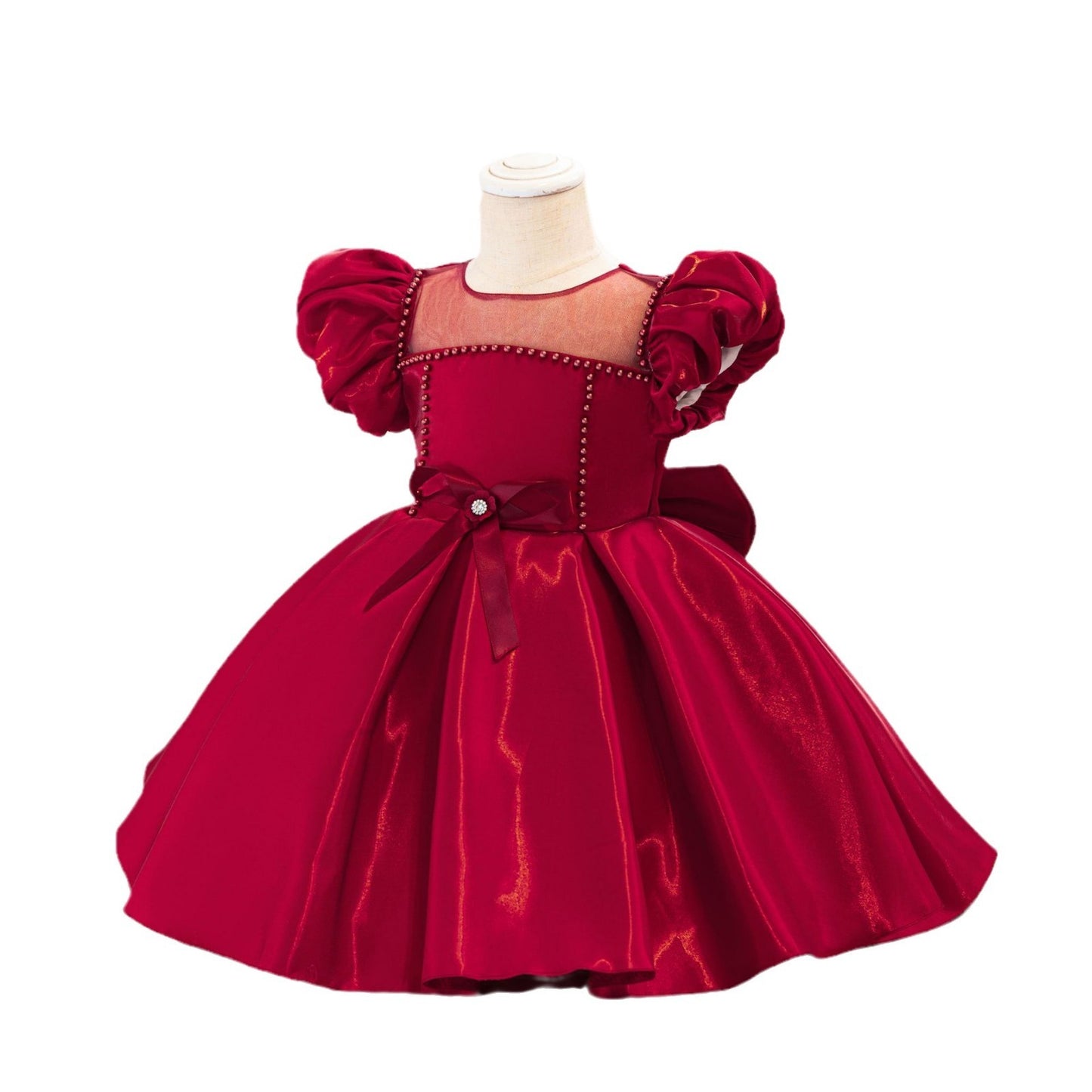 Children's Bow Puff Sleeve Princess Dress