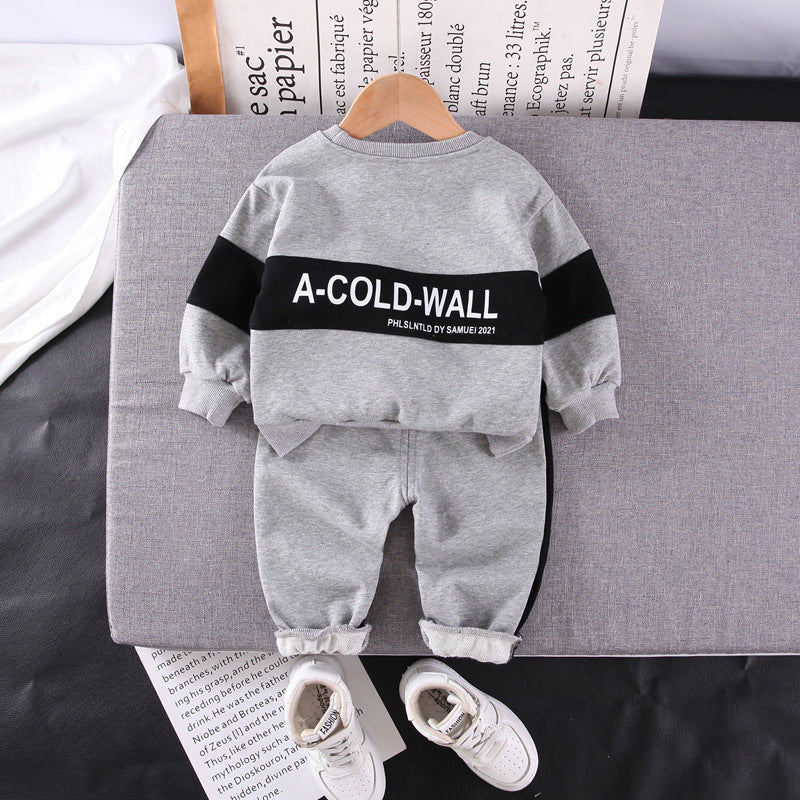 Baby Boy Childish Style Striped Letter Bag With Long Sleeves