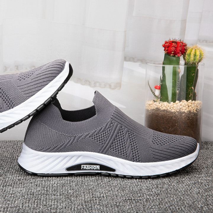 Casual Slip-on Mesh Sports Shoes Flying Woven Soft Running Walking Shoes Men