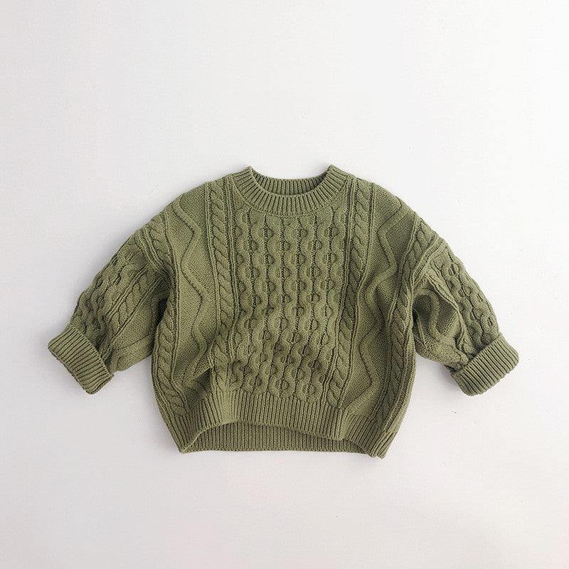 Children's Fashionable Retro Pullover Knitting Fried Dough Twist Sweater