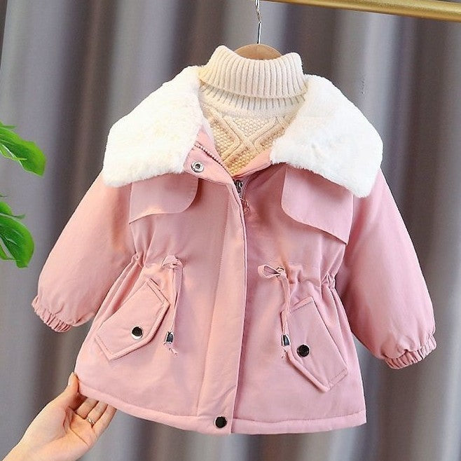 Children's Fleece-lined Thickened Little Kids' Cotton Coat