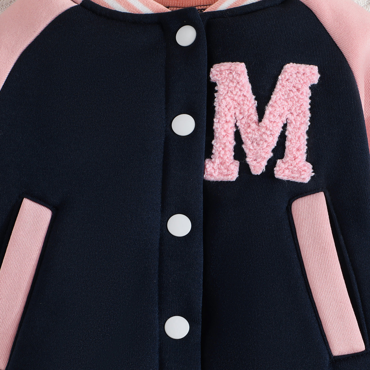 Letter Color Matching Hooded Children's Baseball Uniform Two-piece Set