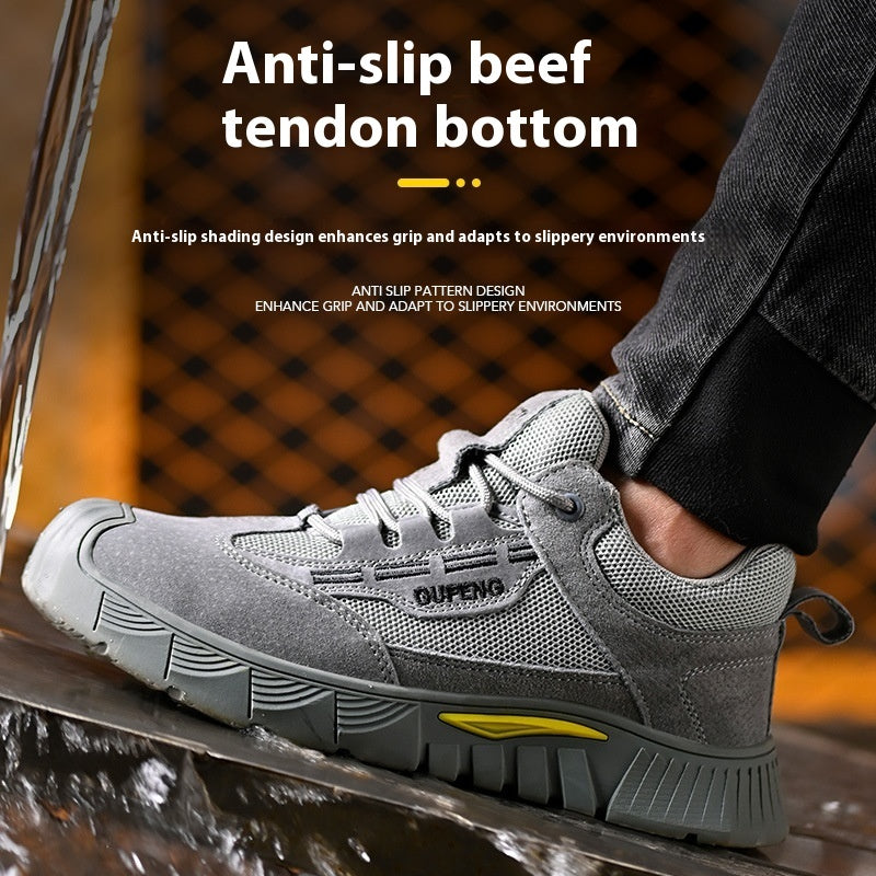 Anti-smashing And Anti-penetration Breathable Non-slip Tendon Bottom Steel Toe Soft And Comfortable Safety Shoes