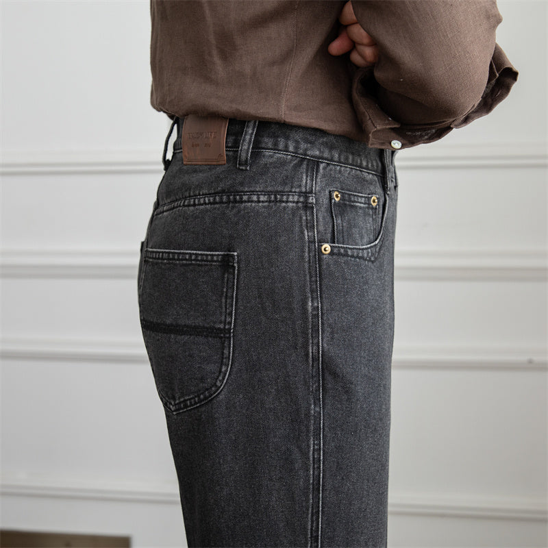 High Waisted Straight Leg Denim Pants Japanese Style