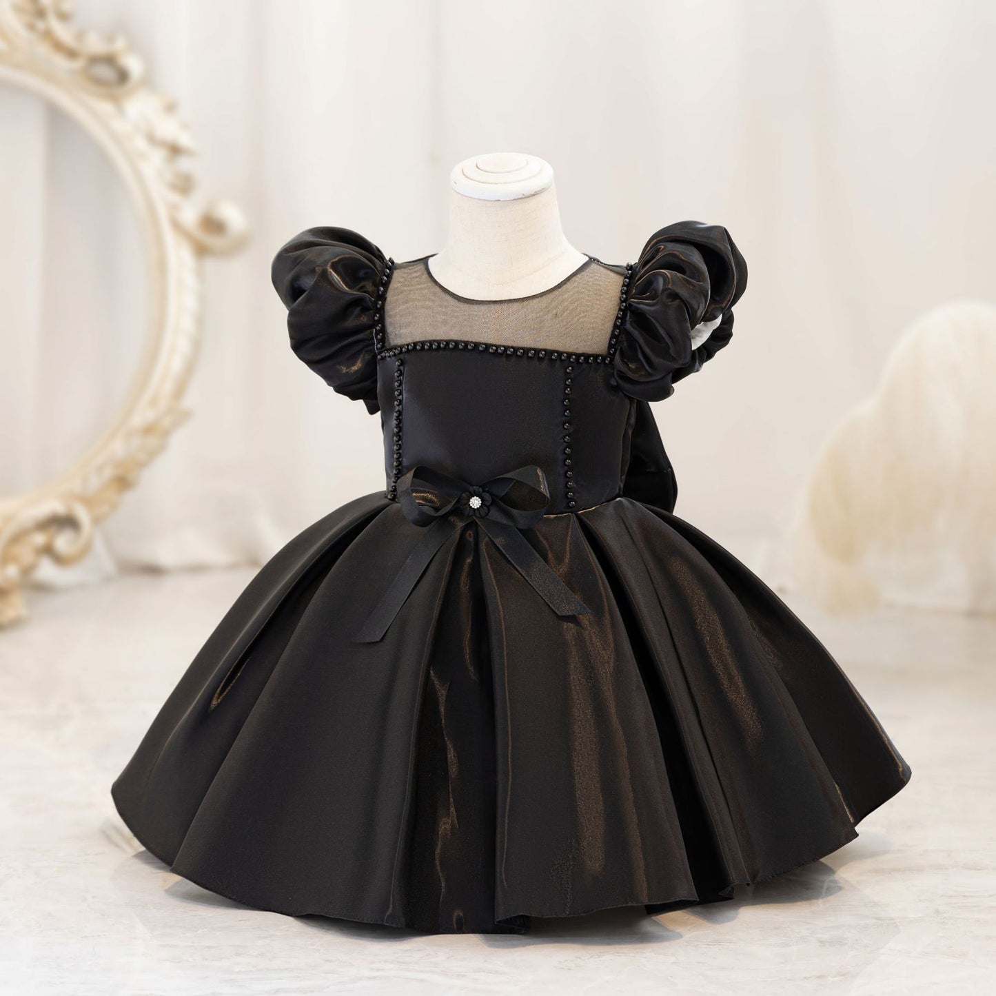 Children's Bow Puff Sleeve Princess Dress