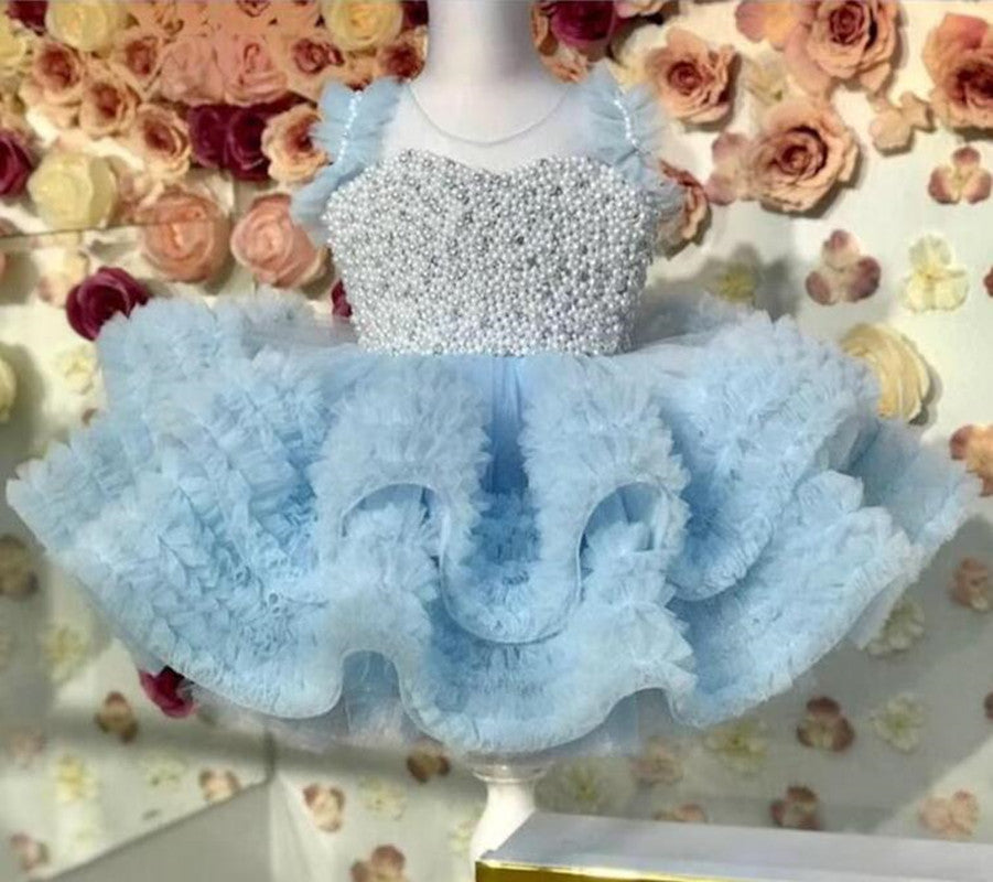 Baby Girl One Year Old Dress Birthday Princess Dress Piano Playing Tulle Tutu