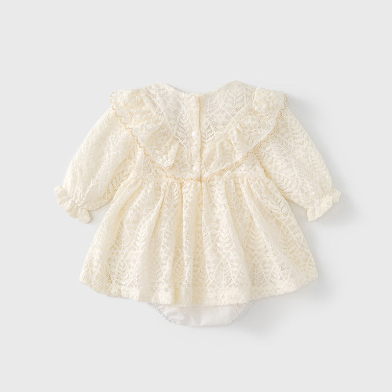 Baby Spring And Autumn Long-sleeved Lace Jumpsuit