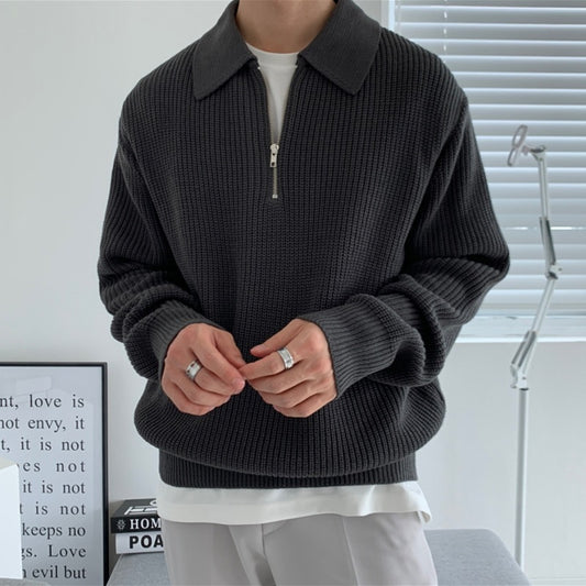 Lapel Sweater Men's Winter Loose Lightly Mature Knitwear Trendy