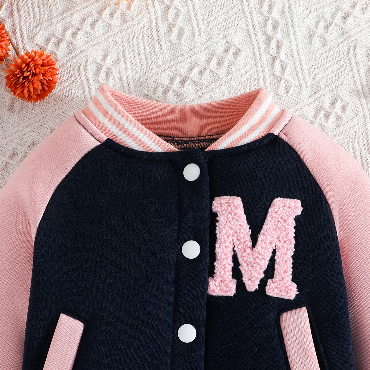 Letter Color Matching Hooded Children's Baseball Uniform Two-piece Set