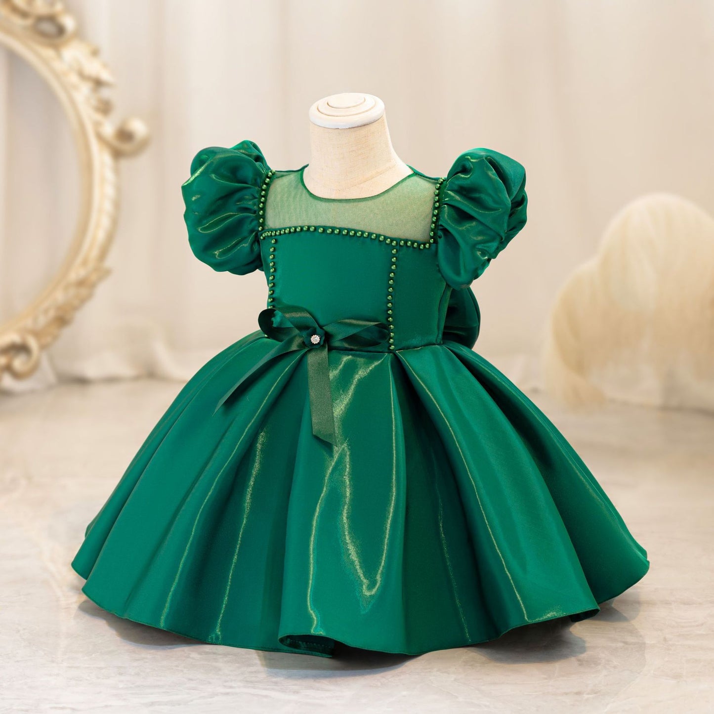 Children's Bow Puff Sleeve Princess Dress