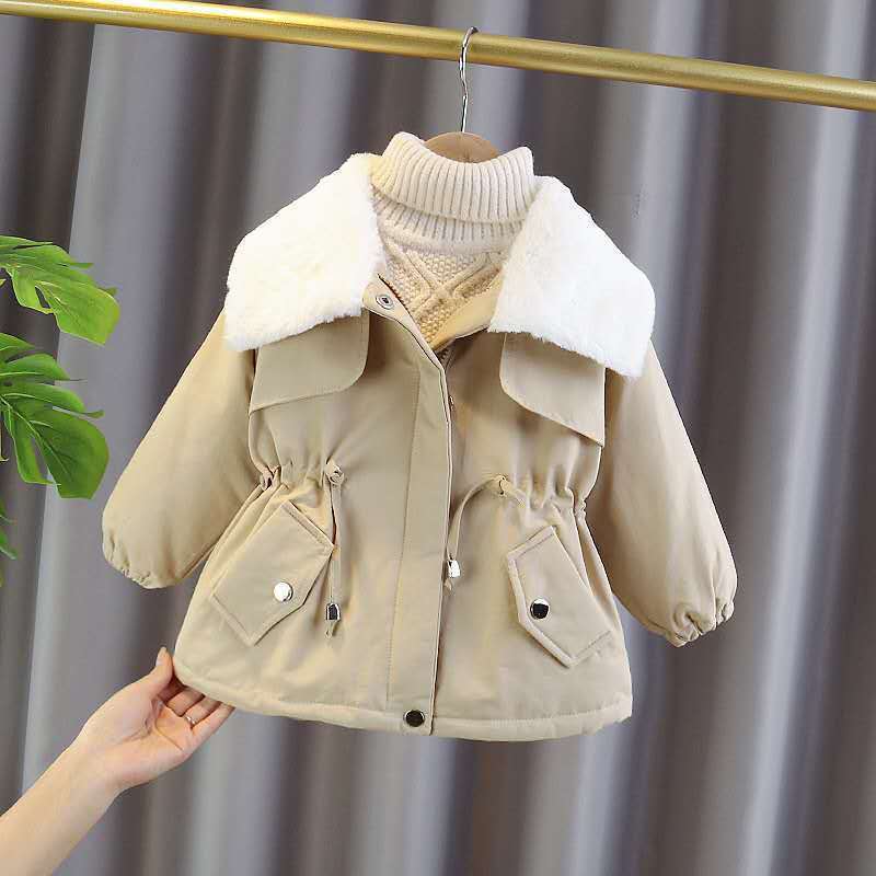 Children's Fleece-lined Thickened Little Kids' Cotton Coat