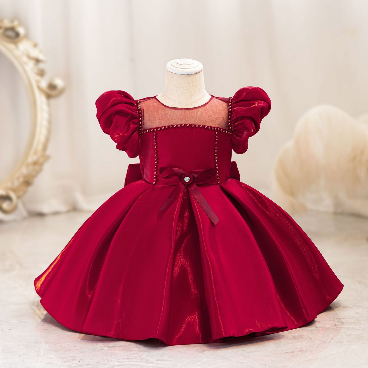 Children's Bow Puff Sleeve Princess Dress