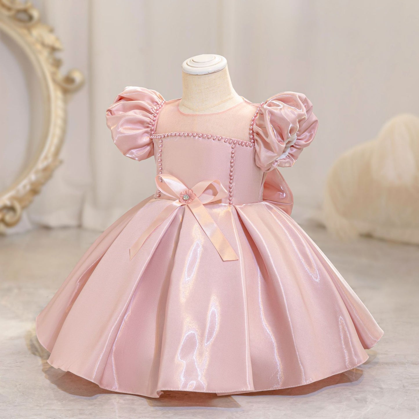 Children's Bow Puff Sleeve Princess Dress