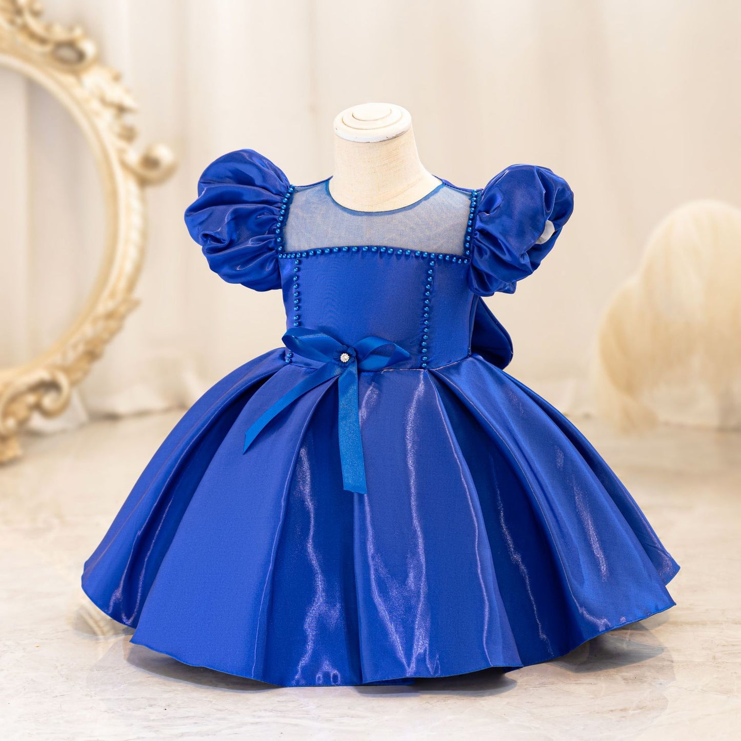 Children's Bow Puff Sleeve Princess Dress