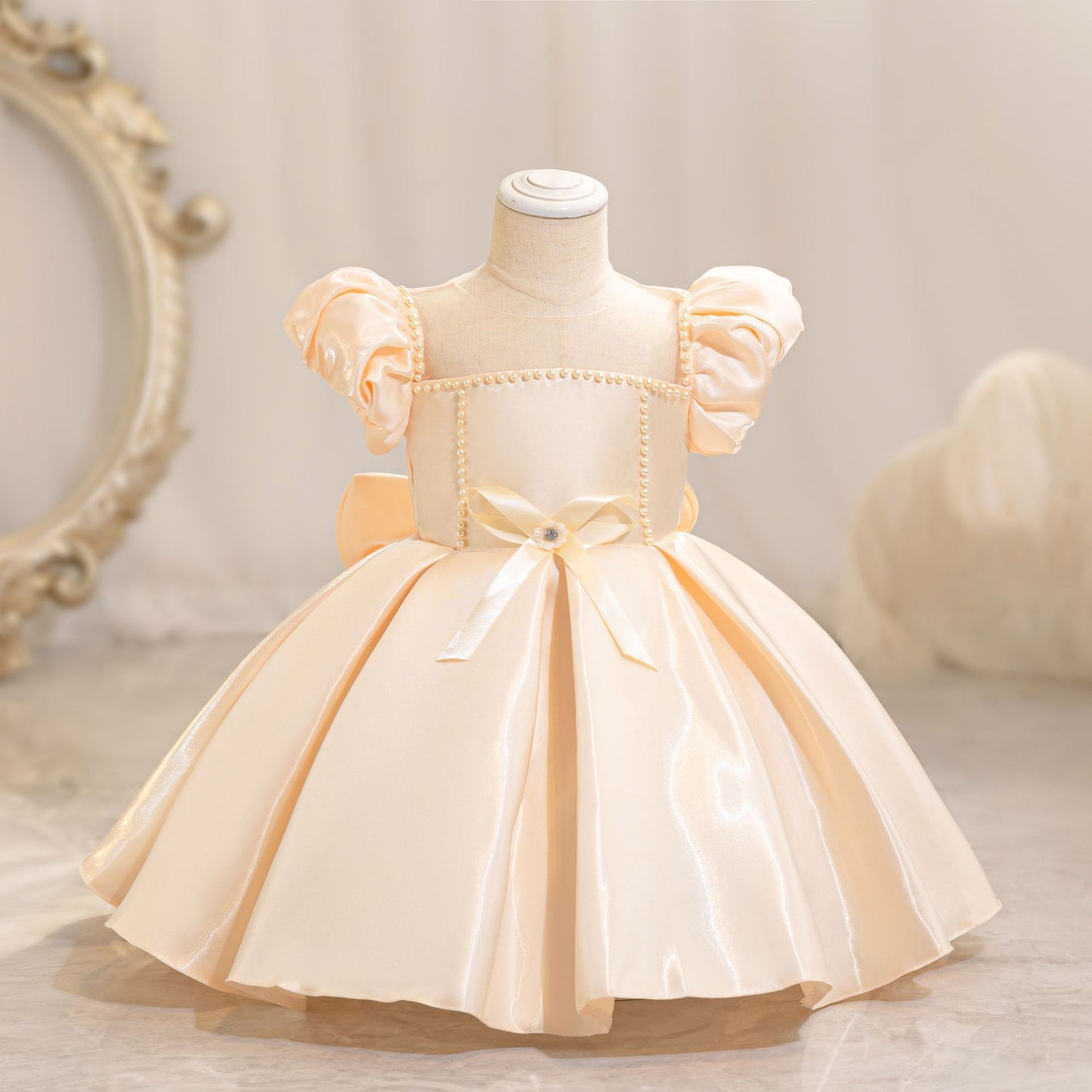 Children's Bow Puff Sleeve Princess Dress